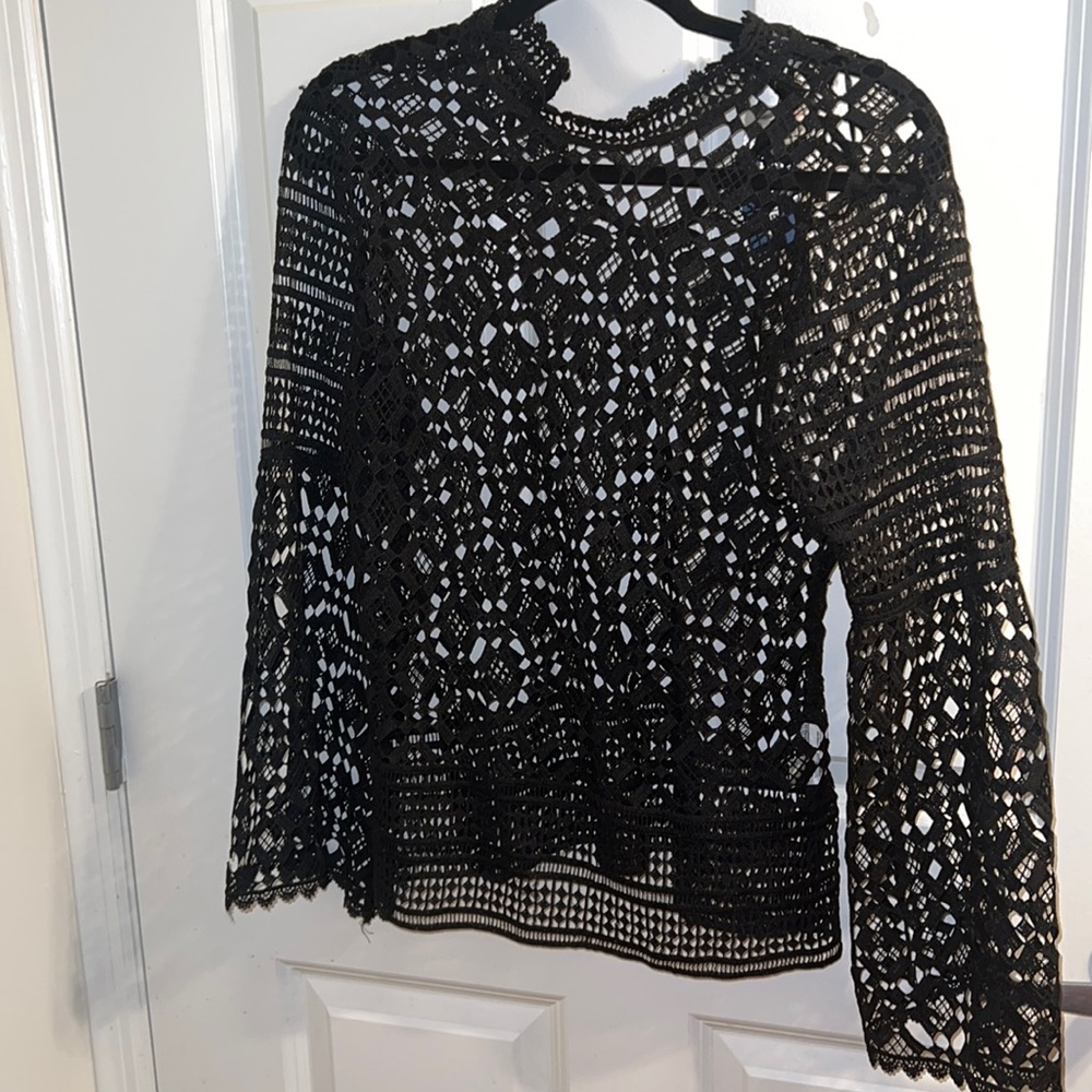 Bell sleeve embroidered blouse